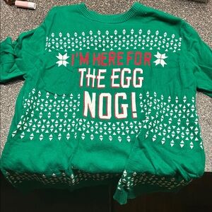 CHRISTMAS Ugly Sweater Green Sz XL I'm Here For The Egg Nog Holiday Party Unisex